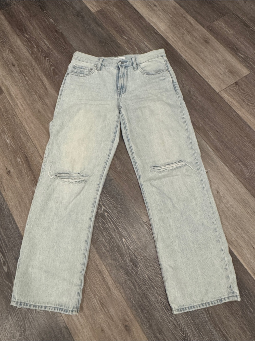 pistola Light Blue Distressed Straight Leg Jeans
